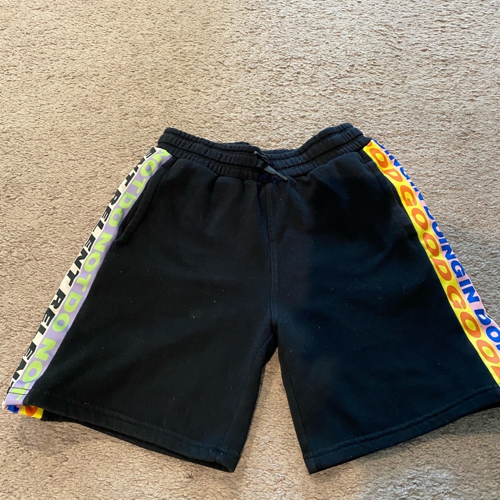 H&M x Lakwena Black Shorts with Vibrant Stripes
